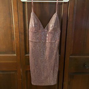Lulu's Sparkle V Neck Dress with Adjustable Straps